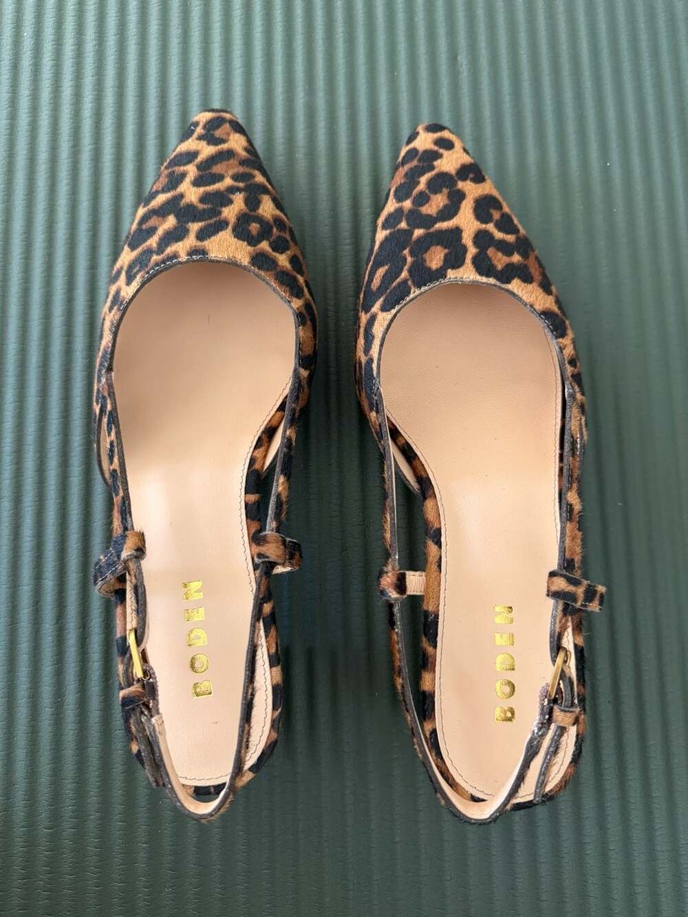Boden Mini Block Sling Backs in Classic Leopard